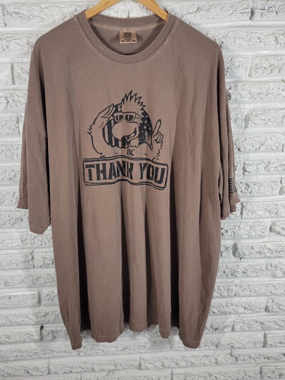 Comfort Colors Roosters T-Shirt 4XL Brown Heavyweight Cotton Military BRO49E